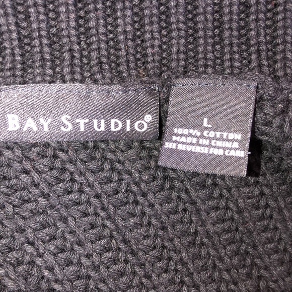 Bay studio black knit sweater cardigan size large - Picture 6 of 6